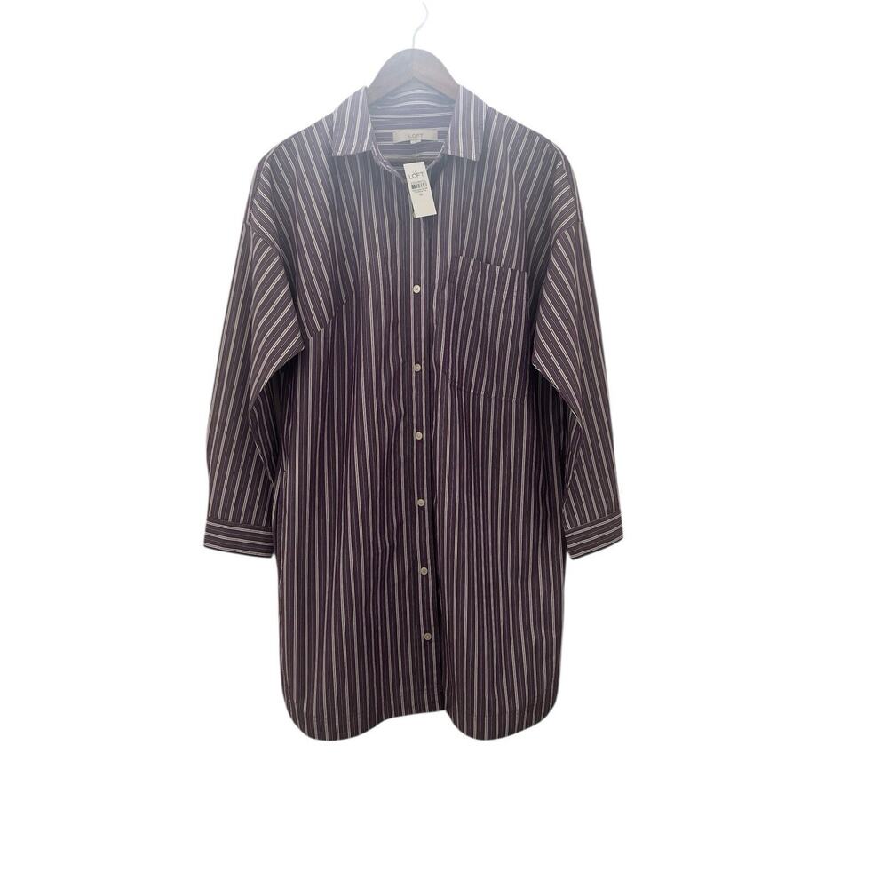 LOFT Women’s Longline Striped Shirt dress Size 10 – Oversized Fit, NWT